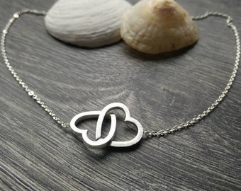 Double Heart Necklace or bracelet | Ideal for Couples | Heart Love choker for Anniversary gift | Wedding jewellery | Love my Wife gift