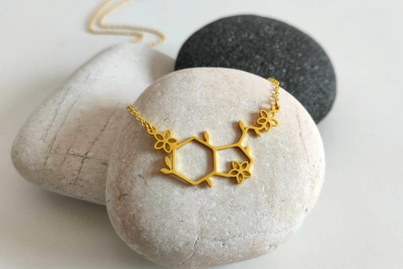 Floral Serotonin Molecule Gift for Her Necklace Anxiety Relief