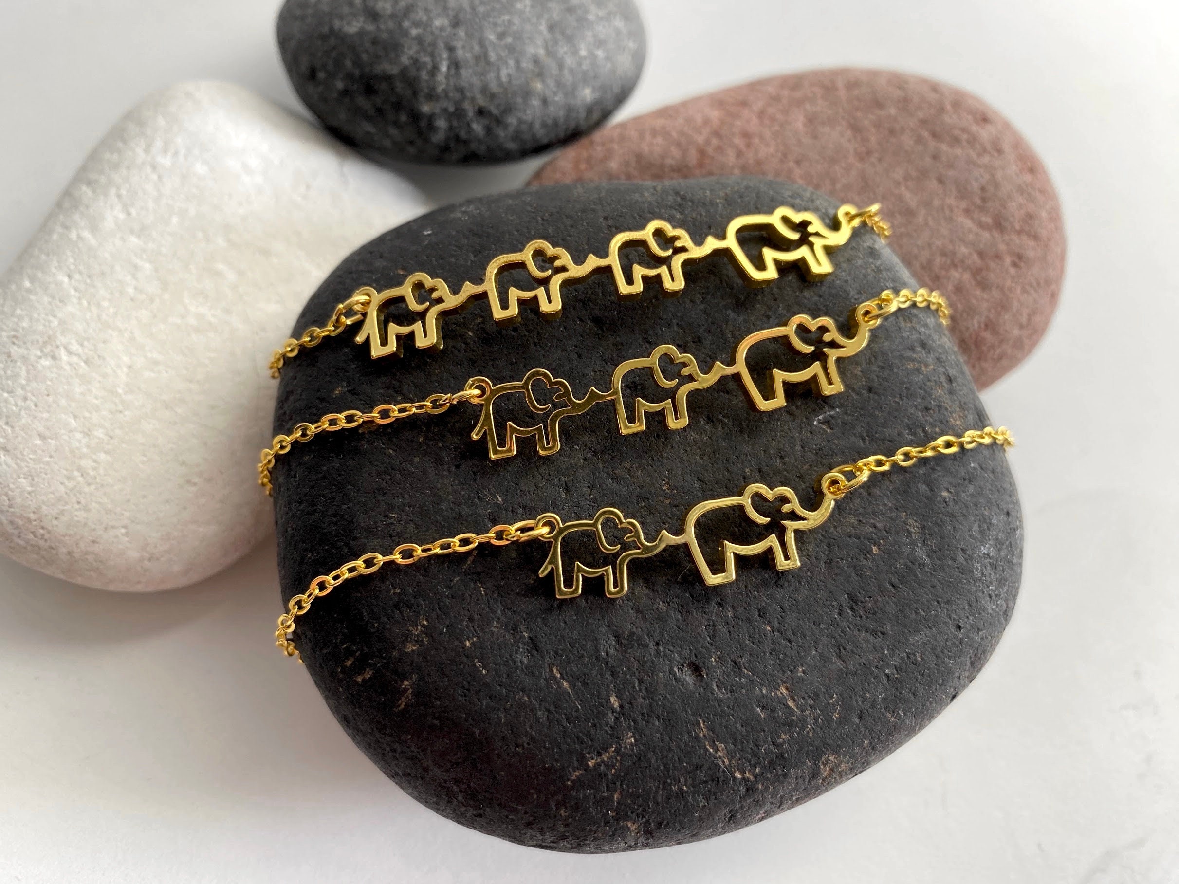 Mayfaith Mother-Daughter Elephant Charm Tennis Bracelet - Rose Gold Plated Copper & Zirconia, Adjustable, Heartfelt Family Gift