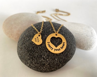 Best Friends Necklace Set, Split Heart, Sister Gift