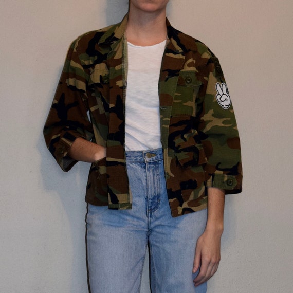 cropped army fatigue jacket