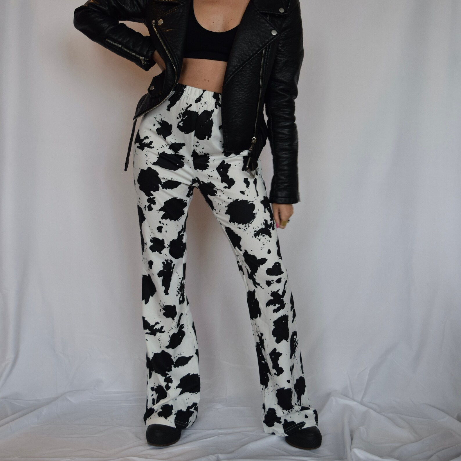 Vintage Bell Bottom Cow Print Flare Leg Print Pants Etsy