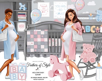 Maternity clipart, Nursery clipart, Pregnancy clipart, Pregnant woman clipart, Mother clipart, Mom And Baby clipart