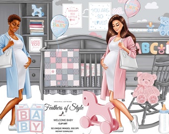 Mutterschaft Clipart, Kinderzimmer Clipart, Schwangerschaft Clipart, Schwangere Frau Clipart, Mutter Clipart, Mutter und Baby Clipart
