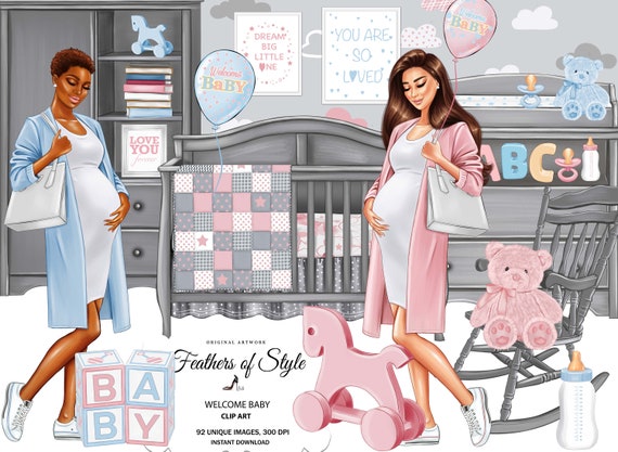 Maternity clipart, Nursery clipart, Pregnancy clipart, Pregnant woman clipart, Mother clipart, Mom And Baby clipart
