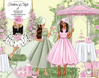 Brunch clipart, Spring clipart, Tea Party clipart, Tea time clipart, Garden Tea Party, Sunday Brunch