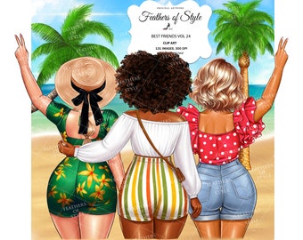 Best friends clipart, Soul sisters clipart, Besties clipart, Friends clipart, Bff clipart, Summer friends clipart, Afro girls clipart