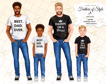 Father's Day clipart, Father son clipart, Dad clipart, Family clipart, Man clipart,  Boy clipart, African american man clipart