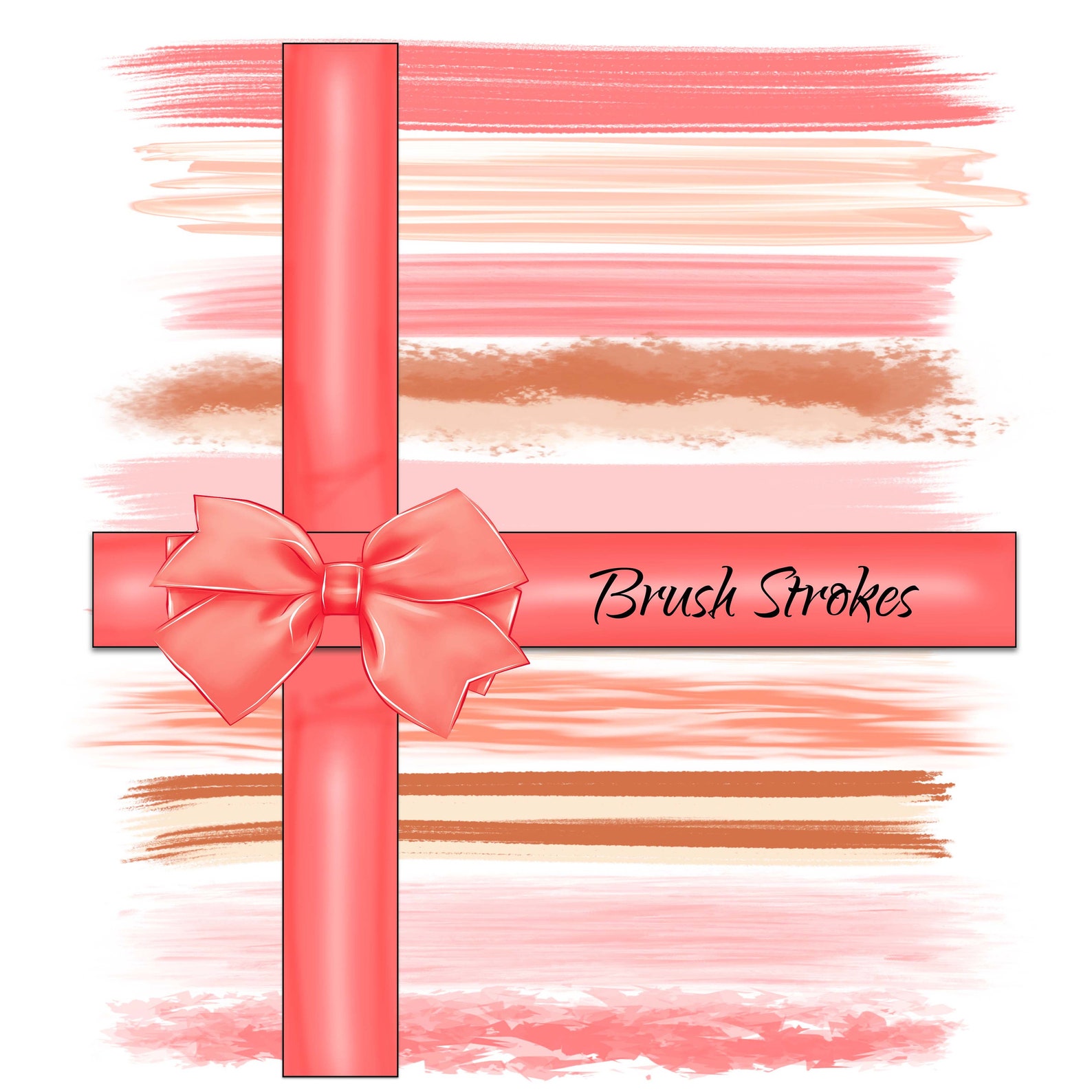 Spring Brush Strokes, Spring Paint Strokes, Peach Paint Brush, Spring ...