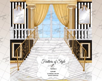 Stairs scene, Stairs illustration, Stairs clipart, Stairs background