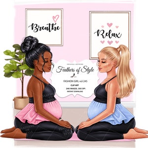 Mutterschaft Clipart, Kinderzimmer Clipart, Schwangerschaft Clipart, Schwangere Frau Clipart, Mutter Clipart, Yoga Mädchen Clipart