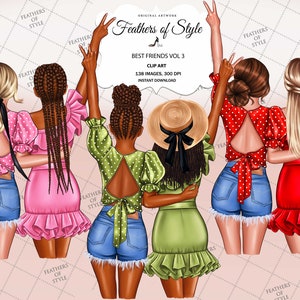 Beste Freunde Clipart, Seelenschwestern Clipart, Besties Clipart, Freunde Clipart, Bff Clipart, Afro Mädchen Clipart