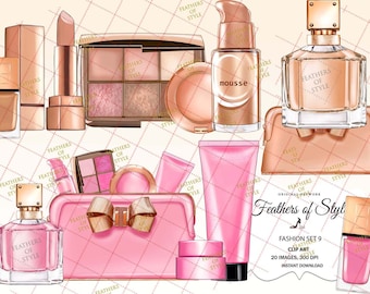 Cosmetics clipart, Makeup clipart, Beauty clipart, Fashion accessories clipart, Fashion clipart, Fashion Illustration, Perfume clipart