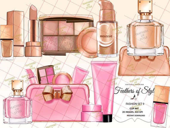 Cosmetics clipart, Makeup clipart, Beauty clipart, Fashion accessories clipart, Fashion clipart, Fashion Illustration, Perfume clipart