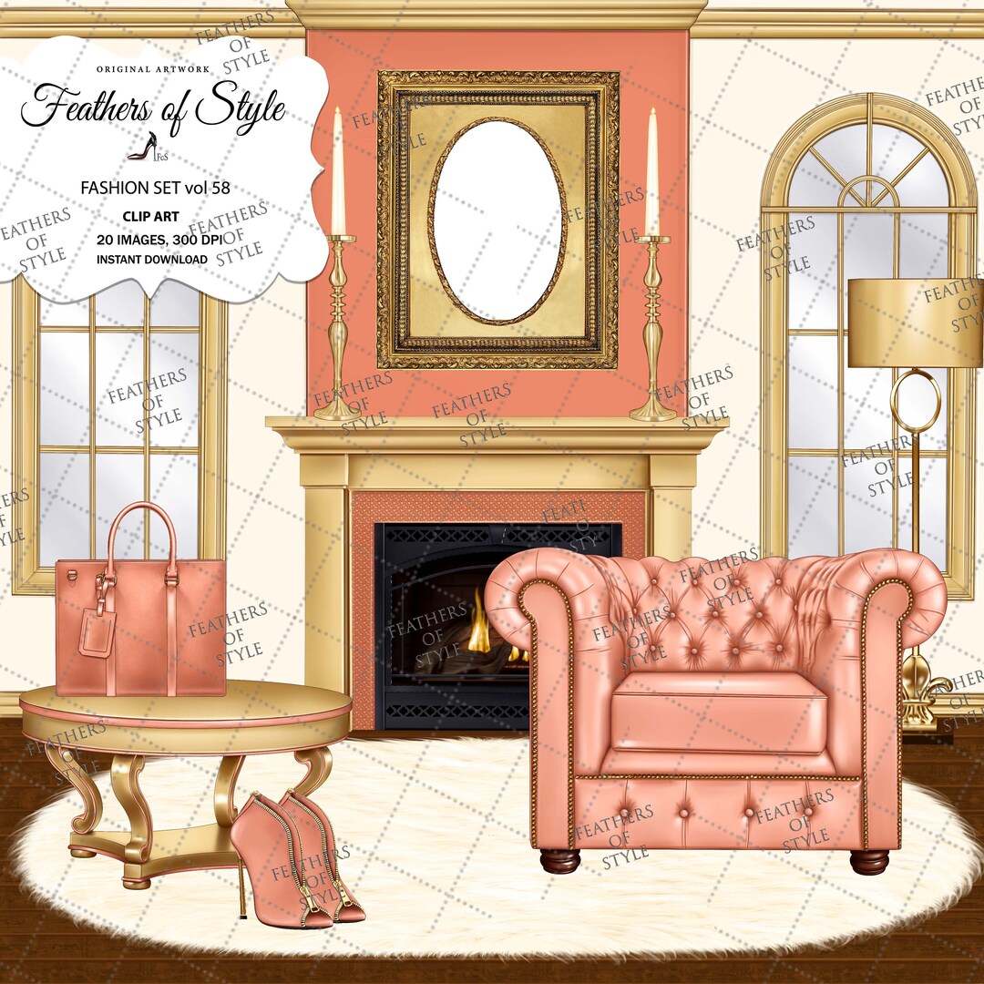 Background Scene, Home Decor Clipart, Fashion Clipart, Lady Boss Office