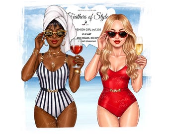 Clipart letnich dziewczyn, clipart dziewczyny przy basenie, clipart czasu na plaży, clipart dziewczyny na plaży, clipart dziewczyny mody, clipart dziewczyny afro