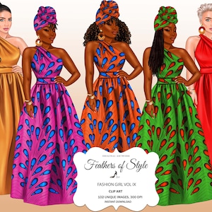 Fashion girls clipart, Fashionable girls clipart, Natural hair clipart, African American clipart, Afro girls clipart