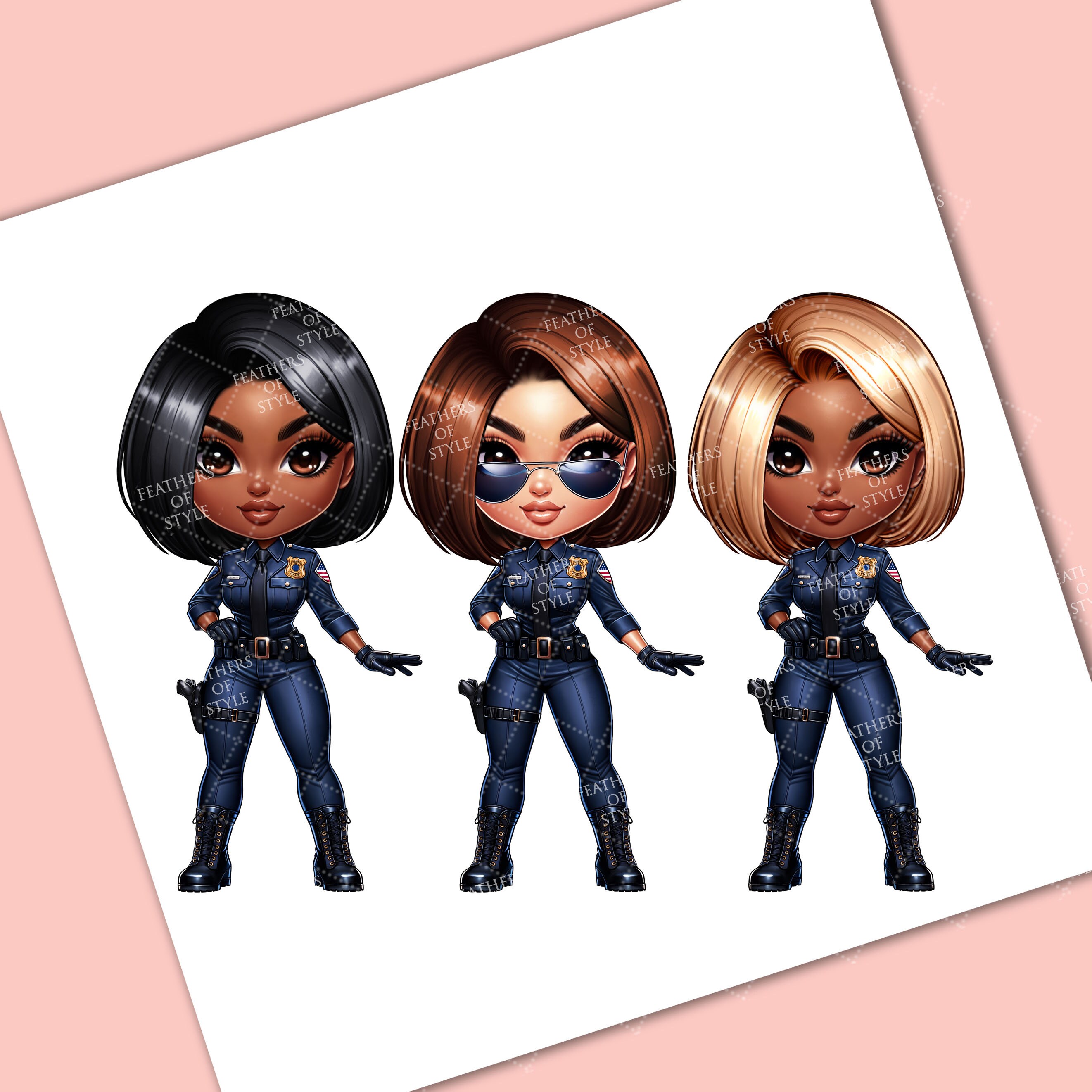 Cop Chibi Police Chibi Doll Clipart, Cop Chibi Doll Clipart, Sheriff Chibi Girl ...