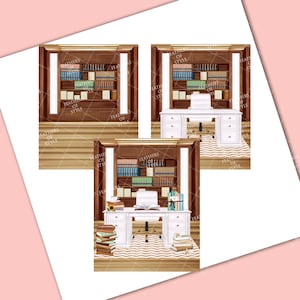 Boss office clipart, Background scene, Home decor clipart, Fashion clipart, Lady boss office clipart, Fashion Illustration image 5