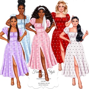 Zomer meisjes clipart, lente meisje clipart, Boss babe clipart, mode meisje clipart, Afro meisjes clipart