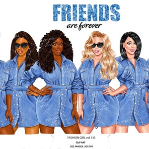 Denim Mädchen Clipart, Curvy Mädchen Clipart, Fashion Mädchen Clipart, Jeans Mädchen Clipart, African American Clipart, Afro Mädchen Clipart