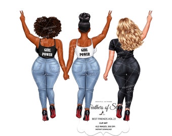 Best friends clipart, Soul sisters clipart, Besties clipart, Friends clipart, Bff clipart, Afro girls clipart