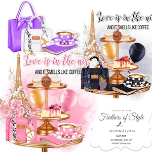 Modeaccessoires clipart, Parijs clipart, mode clipart, mode illustratie, mode set clipart, tas clipart