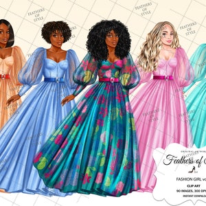 Fashion girls clipart, Fashion illustration, Fashionable girls clipart, Natural hair clipart, African American clipart, Afro girls clipart