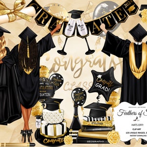Graduierung Clipart, Graduieren Mädchen Planner Aufkleber, Schule Clipart, College Senior Clipart Mode Illustrationen, Studenten Graduierung
