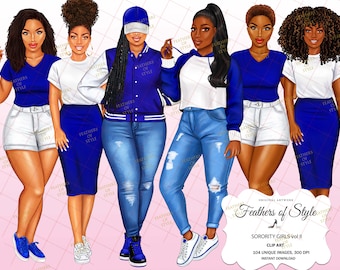 Sorority clipart, Sisterhood clipart, Afro girls clipart, Girl Boss Fashion, Fashion clipart, Afro woman, African American clipart