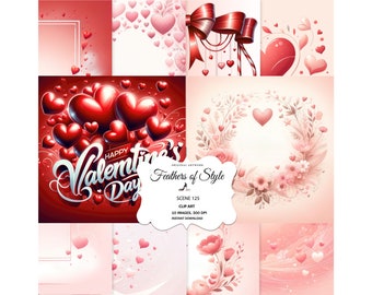 Valentines Day Digital Scrapbook, Love backgrounds, Valentine backgrounds, Love Valentine Print Background, Valentine Papers (no seamless)