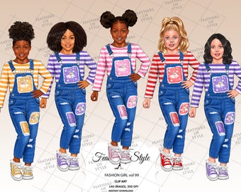 Girl clipart, Children clipart, Little girl clipart, School girl clipart, Little girl illustration