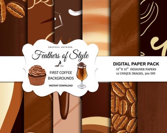 Coffee Digital Papers, Coffee Bean Papers, Coffee names paper,Chocolate brown papers, cafe au lait papers,