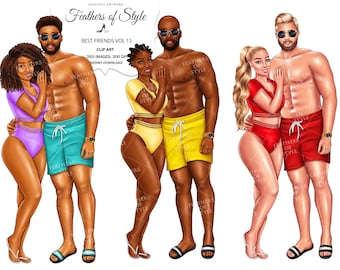 Beach clipart, Boy and Girl clipart, Couple clipart, Summer girl clipart,  Custom girlfriend boyfriend clipart, Best friend clipart