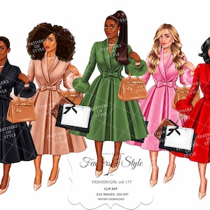 Shopping girl clipart, Fashion girls clipart, Lady boss clipart, Boss babe clipart, Natural hair clipart, African American clipart