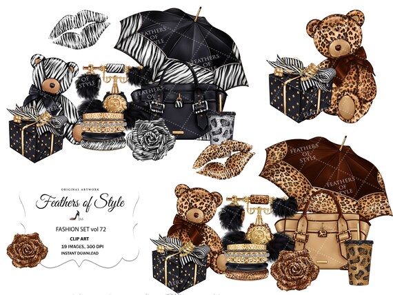 Fashion accessories clipart, Zebra print clipart, Fashion clipart, Fashion set clipart, Fashion Illustration, Bag clipart, Shoe clipart