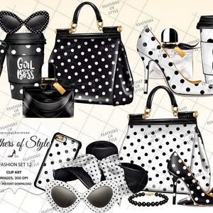 Accessori moda clipart, Fashion clipart, Fashion set clipart, Fashion Illustration, Bag clipart, Shoe clipart, Hat clipart