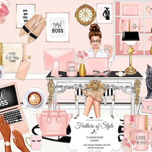 Planner Girl Clipart, Fashion Girl Clipart, Boss Girl, Girlboss Boss Babe, Fashion Illustration, Planner Sticker