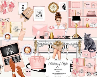 Planner Girl Clipart, Fashion Girl Clipart, Boss Girl, Girlboss Boss Babe, Fashion Illustration, Planner Sticker