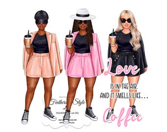 Boss babe clipart, Lady boss clipart, Coffee Girl Clipart, Boss Girl clipart, Fashion Illustration
