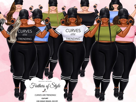 Download Sport Girl Clipart Plus Size Girls Clipart Curvy Girls Etsy