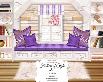 Scène d’arrière-plan, Clipart de décoration, Clipart de mode, Illustration de mode