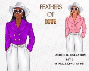 Lady boss clipart, Boss Babe clipart, Planner Girl Clipart, Fashion Girl Clipart, Boss Girl clipart, Afro girl clipart