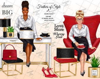 Boss Girl clipart, Boss Lady Clipart, Planner Girl Clipart, Fashion Girl Clipart, Boss Babe clipart, Business woman clipart