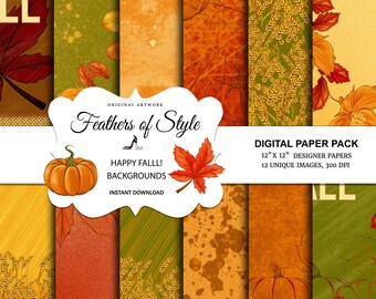 Fall Patterns, Autumn Patterns, Pumpkins Basic Papers, Fall Backgrounds, Autumn Textures, Autumn Planner,Minimalist Patterns, 8X12 size