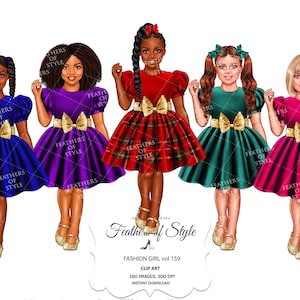 Meisje clipart, Kerstmis meisje clipart, kinderen clipart, meisje clipart, kleine dame clipart, kleine meisje illustratie