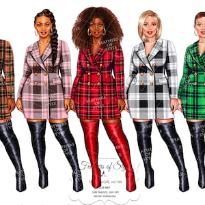 Fashion girl clipart, Lady boss clipart, Boss babe clipart, Natural hair clipart, African American clipart, Afro girls clipart