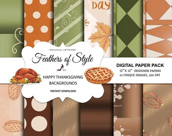 Thanksgiving Digital Paper, Autumn Digital Paper, Fall Digital Paper, Fall Patterns, Autumn Planner, Autumn Patterns, Fall Backgrounds