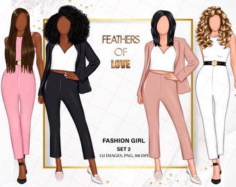 Lady boss clipart, Boss Babe clipart, Planner Girl Clipart, Fashion Girl Clipart, Boss Girl clipart, Afro girl clipart