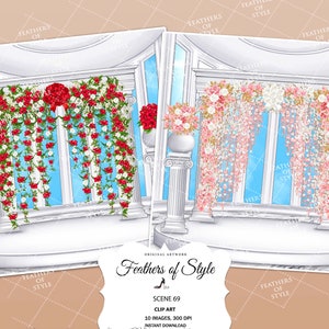 Escena de la ceremonia, Escena de la boda, Ilustración de la boda, Imágenes prediseñadas de la boda, Fondo de la boda